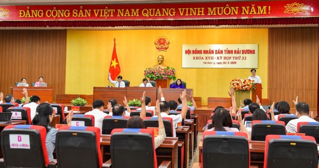 Quang cảnh kỳ họp thứ 32 HĐND tỉnh Hải Dương khóa XVII