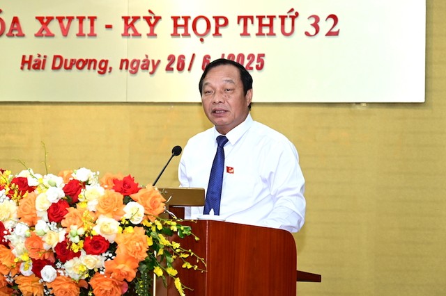 Ông Lê Văn Hiệu, Chủ tịch HĐND tỉnh Hải Dương phát biểu bế mạc Kỳ họp