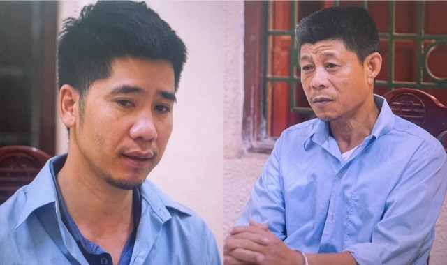 Hai đối tượng bị bắt giữ trong đường dây chôn lấp trái phép chất thải. Ảnh: CAHN