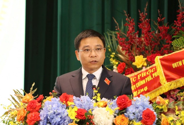 Đồng chí Nguyễn Văn Thắng - Ủy viên Trung ương Đảng, Bí thư Đảng ủy, Bộ trưởng Bộ Tài chính phát biểu khai mạc Đại hội. Ảnh: Đức Thanh