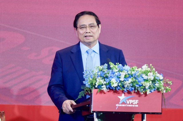 Thủ tướng Phạm Minh Chính phát biểu tại VPSF 2025. Ảnh: Chí Cường