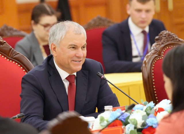 Chủ tịch Đuma Quốc gia V. Volodin phát biểu tại buổi tiếp.