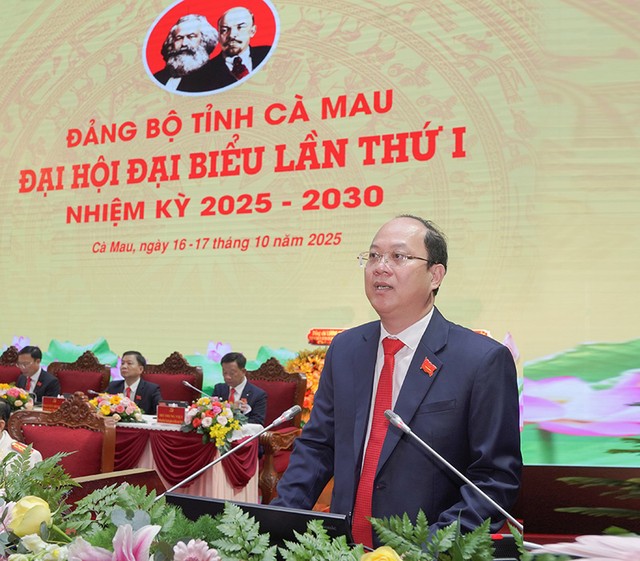 Bí thư tỉnh ủy Cà Mau Nguyễn Hồ Hải phát biểu khai mạc Đại hội