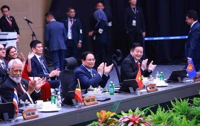 Thủ tướng Phạm Minh Chính tham dự và phát biểu tại Hội nghị Cấp cao ASEAN - Nhật Bản lần thứ 28. Ảnh: Dương Giang-TTXVN.