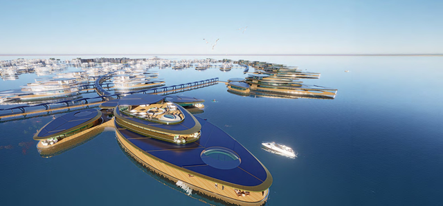 Phối cảnh biệt thự nổi (hình du thuyền) tại Khu đô thị, dịch vụ du lịch nổi Nam đầm Đề Gi (phân khu số 16.1).