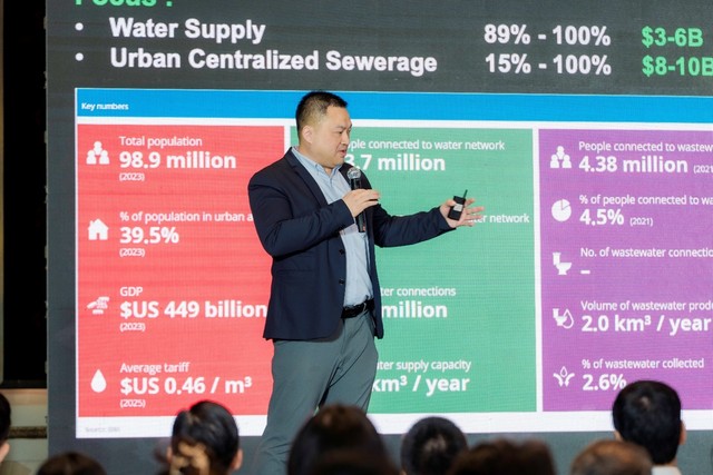 Ông Jing Ren Yong - Quản lý Kinh doanh mảng Nước và Môi trường Schneider Electric khu vực Đông Á chia sẻ về nền tảng CONNECT tại sự kiện