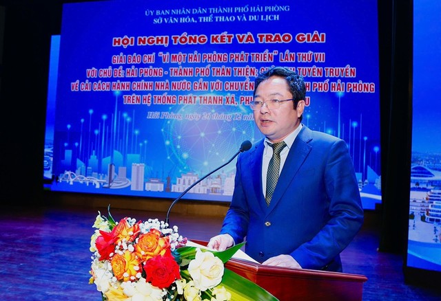 Ông Nguyễn Thành Trung, Giám đốc Sở Văn hóa, Thể thao và Du lịch Hải Phòng phát biểu tại Hội nghị.