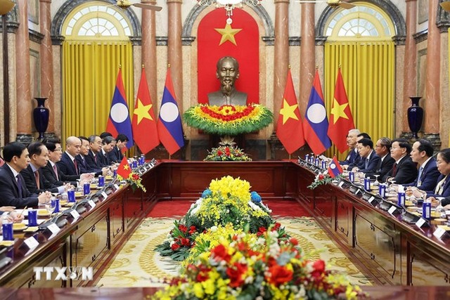 Chủ tịch nước Lương Cường hội đàm với Tổng Bí thư, Chủ tịch nước Lào Thongloun Sisoulith thăm cấp Nhà nước tới Việt Nam