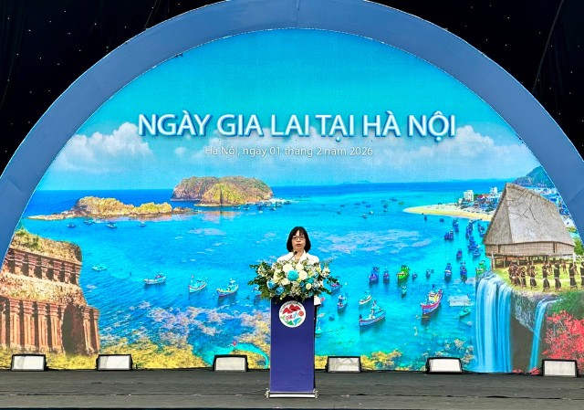 Phó Chủ tịch UBND tỉnh Gia Lai Nguyễn Thị Thanh Lịch phát biểu tại sự kiện.