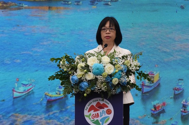 Bà Nguyễn Thị Thanh Lịch, Phó chủ tịch UBND tỉnh Gia Lai giới thiệu tiềm năng du lịch của địa phương.