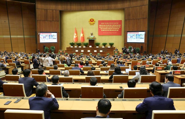 Quang cảnh hội nghị tại điểm cầu Trung ương.