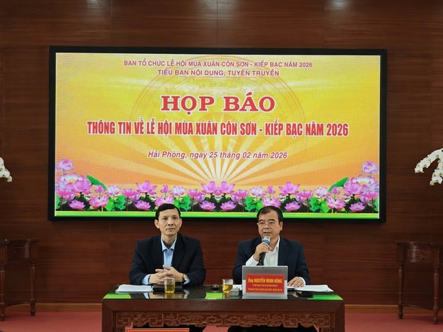 Họp báo cung cấp thông tin về Lễ hội mùa Xuân Côn Sơn - Kiếp Bạc năm 2026. Ảnh: Thanh Sơn Họp báo cung cấp thông tin về Lễ hội mùa Xuân Côn Sơn - Kiếp Bạc năm 2026. Ảnh: Thanh Sơn