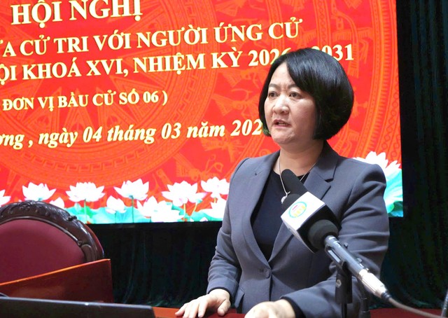 Bà Thái Thị Thu Hường, Tỉnh ủy viên, Giám đốc Sở Khoa học và Công nghệ tỉnh Hưng Yên trình bày chương trình hành động. Bà Thái Thị Thu Hường, Tỉnh ủy viên, Giám đốc Sở Khoa học và Công nghệ tỉnh Hưng Yên trình bày chương trình hành động.