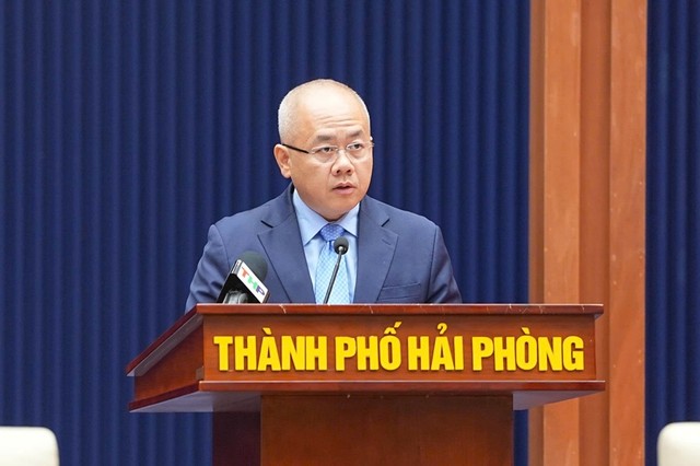 Ông Đỗ Thành Trung, Phó Bí thư Thành ủy Hải Phòng phát biểu nhận nhiệm vụ