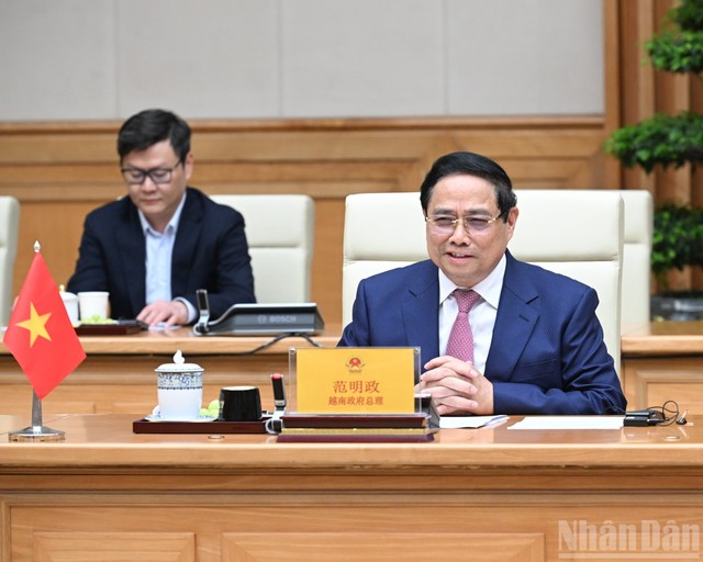 Thủ tướng Phạm Minh Chính phát biểu tại cuộc tiếp. Ảnh: Trần Hải.