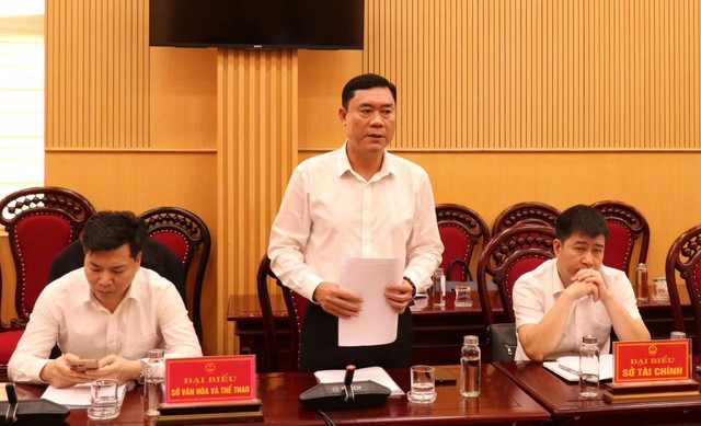 Lãnh đạo Sở Văn hóa và Thể thao tỉnh Ninh Bình báo cáo tại hội nghị