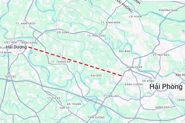 Bản đồ hướng tuyến kết nối Đông - Tây Hải Phòng.