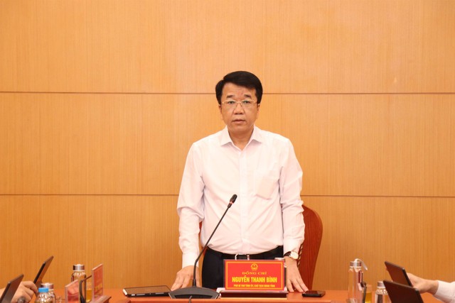 Chủ tịch UBND tỉnh Ninh Bình Nguyễn Thanh Bình phát biểu tại hội nghị.