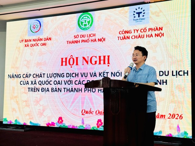 Ông Trần Trung Hiếu, Phó Giám đốc Sở Du lịch Hà Nội phát biểu khai mạc hội nghị. Ảnh: Hồ Hạ. Ông Trần Trung Hiếu, Phó Giám đốc Sở Du lịch Hà Nội phát biểu khai mạc hội nghị. Ảnh: Hồ Hạ.