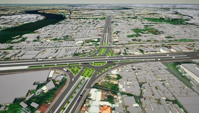 Quốc lộ 13 sẽ được mở rộng lên 60 m, làm đường trên cao 4 làn xe ở giữa tuyến. Ảnh: Sở Xây dựng TPHCM