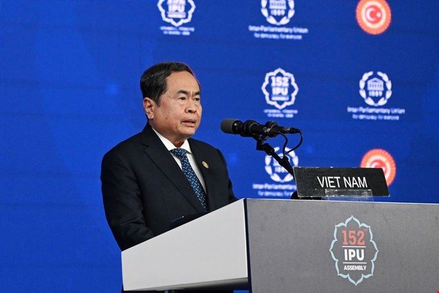 Chủ tịch Quốc hội Trần Thanh Mẫn phát biểu tại Phiên thảo luận chung của Đại hội đồng Liên minh Nghị viện Thế giới lần thứ 152.