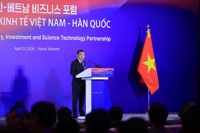 Thủ tướng Lê Minh Hưng đánh giá Diễn đàn là sự kiện có ý nghĩa đặc biệt quan trọng, khẳng định kết quả hợp tác của hai quốc gia trong hơn 30 năm qua - Ảnh: Đức Thanh.