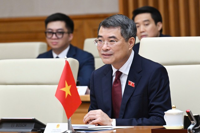 Thủ tướng Lê Minh Hưng cho rằng hai bên cần đẩy mạnh liên kết kinh tế tập trung vào đổi mới và nâng cao chất lượng hợp tác. Ảnh: Đức Thanh.