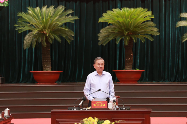 Tổng Bí thư, Chủ tịch nước phát biểu tại buổi làm việc. Ảnh: TTXVN.