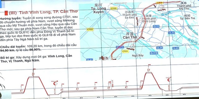 Hướng tuyến Dự án đường sắt cao tốc TP. HCM - Cần Thơ - Cà Mau đoạn Vĩnh Long - Cần Thơ