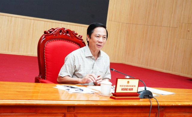 Phó Chủ tịch Thường trực UBND tỉnh Quảng Trị Hoàng Nam phát biểu kết luận cuộc họp. Ảnh: Mỹ Hạnh