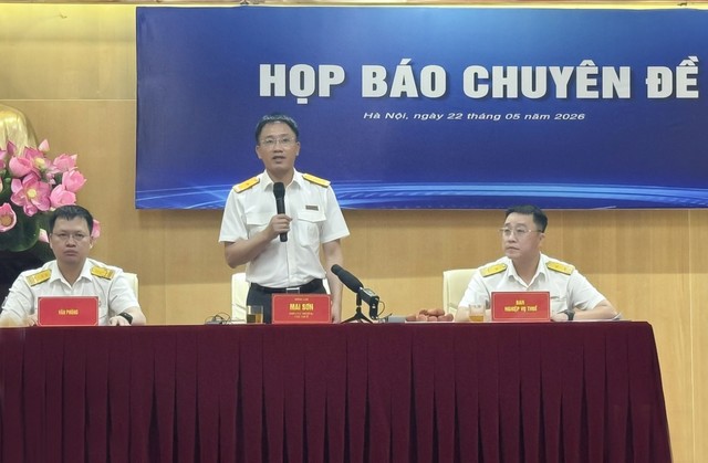 Phó Cục trưởng Cục Thuế Mai Sơn trả lời tại buổi họp báo chuyên đề ngày 22/5.