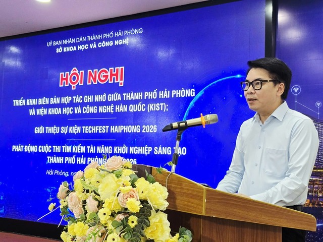 Ông Nguyễn Cao Thắng, Giám đốc Sở Khoa học và Công nghệ Hải Phòng phát biểu khai mạc