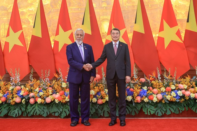 Thủ tướng Chính phủ Lê Minh Hưng và Thủ tướng Timor-Leste Kay Rala Xanana Gusmão. Ảnh: Đức Thanh.