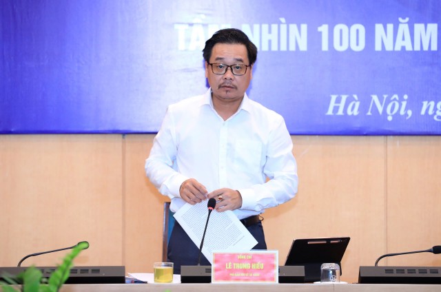 Phó giám đốc Sở Tài chính Hà Nội Lê Trung Hiếu phát biểu tại Họp báo.
