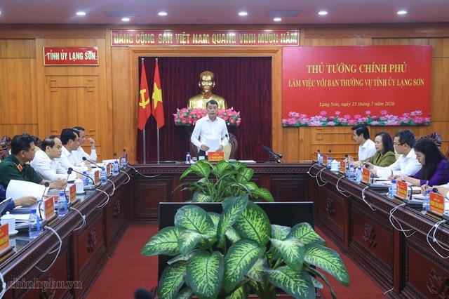 Thủ tướng Lê Minh Hưng đánh giá Lạng Sơn là địa bàn có vị trí chiến lược đặc biệt quan trọng về chính trị, kinh tế, văn hóa, quốc phòng, an ninh và đối ngoại - Ảnh: VGP.