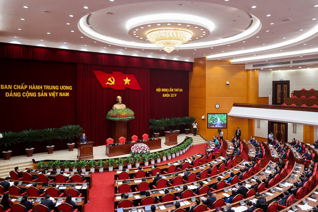 Tổng Bí thư, Chủ tịch nước Tô Lâm phát biểu bế mạc Hội nghị lần thứ ba của Ban Chấp hành Trung ương Đảng khóa XIV - Ảnh VGP/Nhật Bắc Tổng Bí thư, Chủ tịch nước Tô Lâm phát biểu bế mạc Hội nghị lần thứ ba của Ban Chấp hành Trung ương Đảng khóa XIV - Ảnh VGP/Nhật Bắc