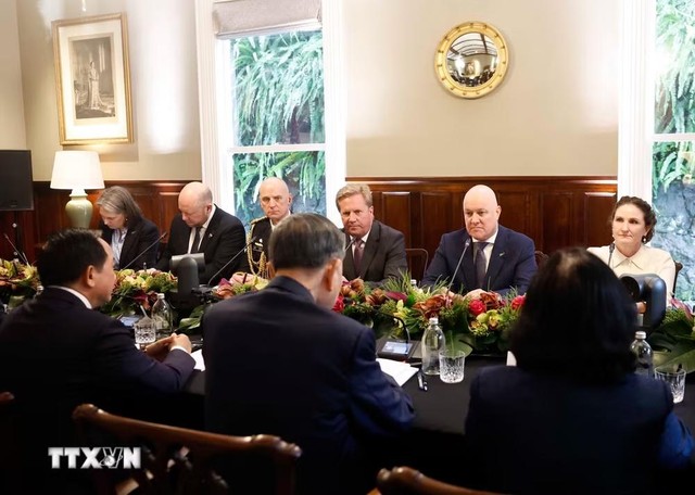 Tổng Bí thư, Chủ tịch nước Tô Lâm hội đàm chính thức với Thủ tướng New Zealand Christopher Luxon. (Ảnh: Thống Nhất/TTXVN) Tổng Bí thư, Chủ tịch nước Tô Lâm hội đàm chính thức với Thủ tướng New Zealand Christopher Luxon. (Ảnh: Thống Nhất/TTXVN)