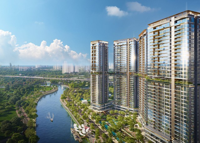 Palm River sở hữu 2 mặt giáp sông, liền kề Trung tâm Tài chính Quốc tế Thủ Thiêm và Khu liên hợp TDTT Rạch Chiếc