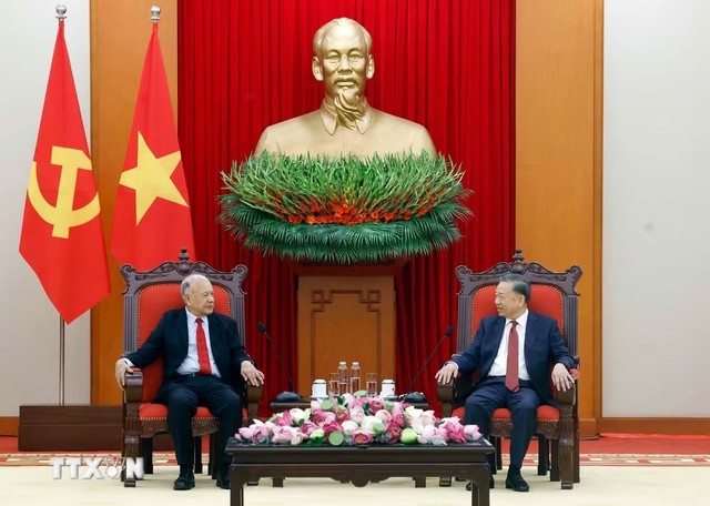Tổng Bí thư, Chủ tịch nước Tô Lâm tiếp Thượng nghị sỹ Alberto Anaya Gutierrez, Tổng Bí thư Đảng Lao động Mexico - Ảnh: TTXVN