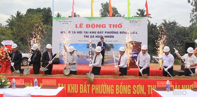 Dự án Nhà ở xã hội tại khu đất phường Bồng Sơn được động thổ vào tháng 2/2025. Ảnh: Ánh Nguyệt.