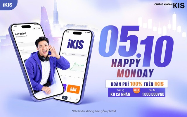 Happy Monday áp dụng cho khách hàng cá nhân giao dịch cổ phiếu trên ứng dụng iKIS vào thứ Hai đầu tiên mỗi tháng. Happy Monday áp dụng cho khách hàng cá nhân giao dịch cổ phiếu trên ứng dụng iKIS vào thứ Hai đầu tiên mỗi tháng.