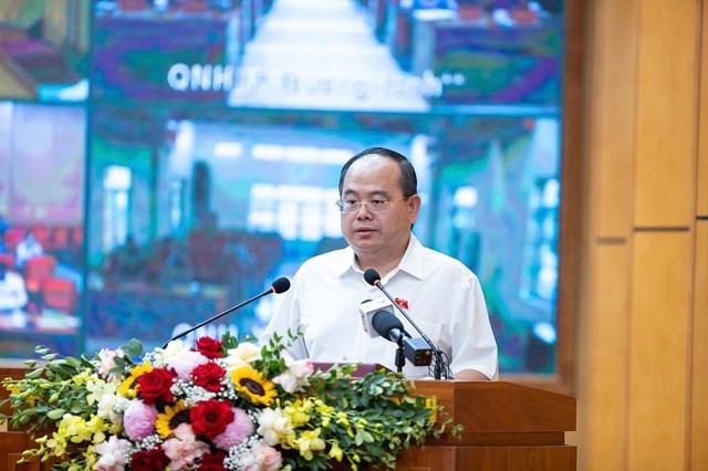 Đồng chí Quản Minh Cường, Ủy viên Trung ương Đảng, Bí thư Thành ủy, Trưởng Đoàn ĐBQH thành phố, phát biểu tại hội nghị tiếp xúc cử tri. Ảnh Đức Thanh Đồng chí Quản Minh Cường, Ủy viên Trung ương Đảng, Bí thư Thành ủy, Trưởng Đoàn ĐBQH thành phố, phát biểu tại hội nghị tiếp xúc cử tri. Ảnh Đức Thanh
