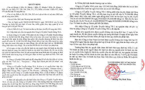 Bản án sơ thẩm vụ kiện 3 bộ phim