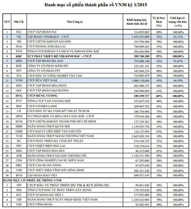 HVG và KBC thay EIB và CTG vào rổ VN30 ảnh 1