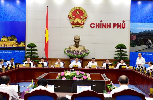 Toàn cảnh Chính phủ họp phiên thường kỳ tháng 8/2015. Ảnh: VGP/Nhật Bắc