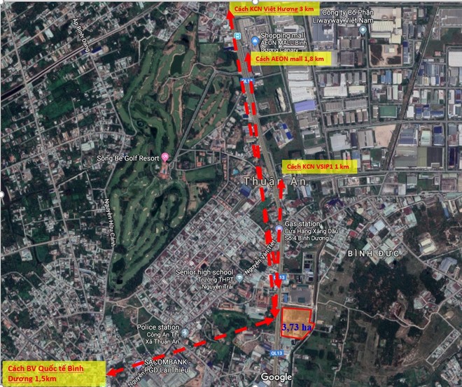 Hình ảnh: Vị trí khu đất nằm trên mặt tiền Quốc lộ 13 mà PDR “thâu tóm” tại Bình Dương