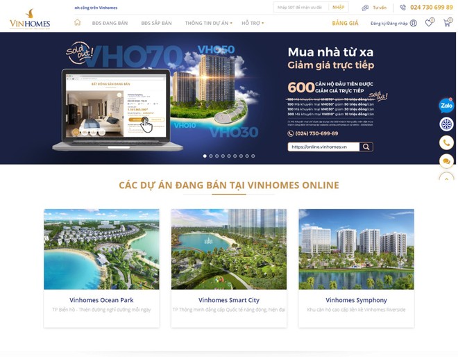 Vinhomes ra mắt sàn giao dịch bất động sản trực tuyến