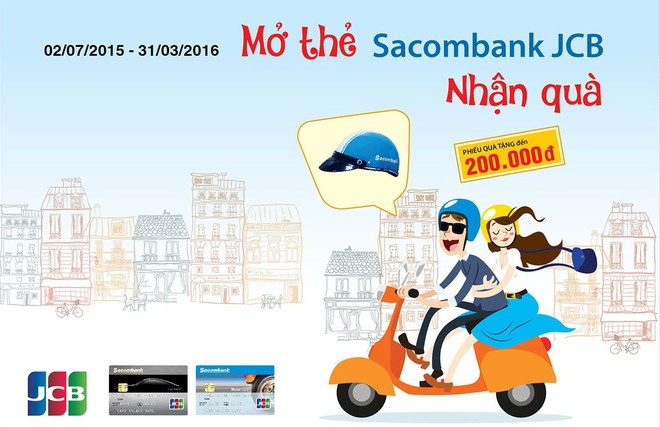 Nhận nón bảo hiểm và phiếu quà tặng với thẻ Sacombank - JCB