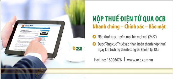 OCB miễn 100% phí thanh toán thuế điện tử cho doanh nghiệp