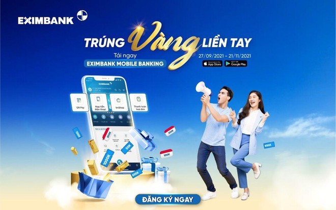 Tải ngay Eximbank Mobile Banking -trúng vàng liền tay